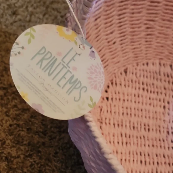 Pink Woven Basket with Handle - Picture 3 of 5